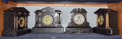 Lot 223 - Four Victorian slate eight day striking mantel...