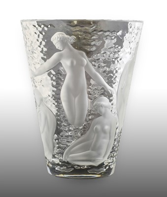 Lot 44 - A Lalique Clear and Frosted Glass Ondines Vase,...