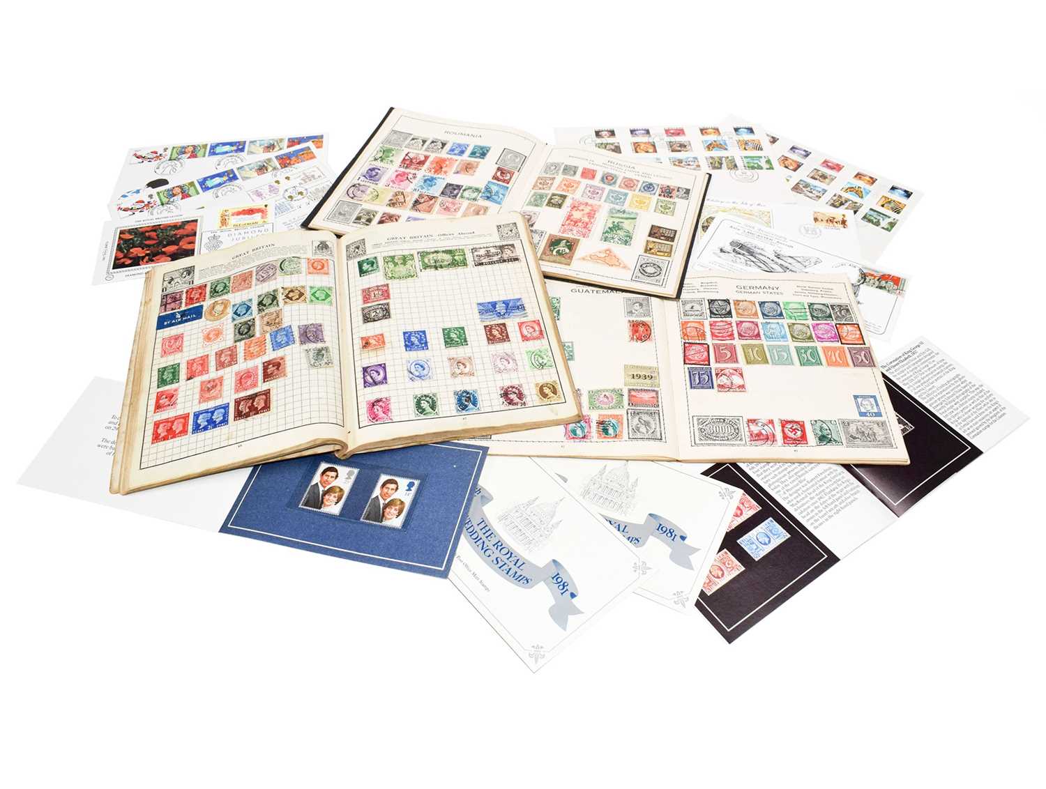 Lot 66 - Hundreds of pre 1950's stamps in three vintage...