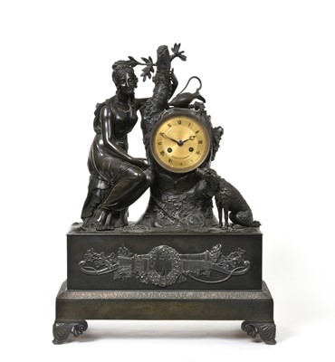 Lot 132 - A Bronze Striking Mantel Clock, signed Jn Fs...