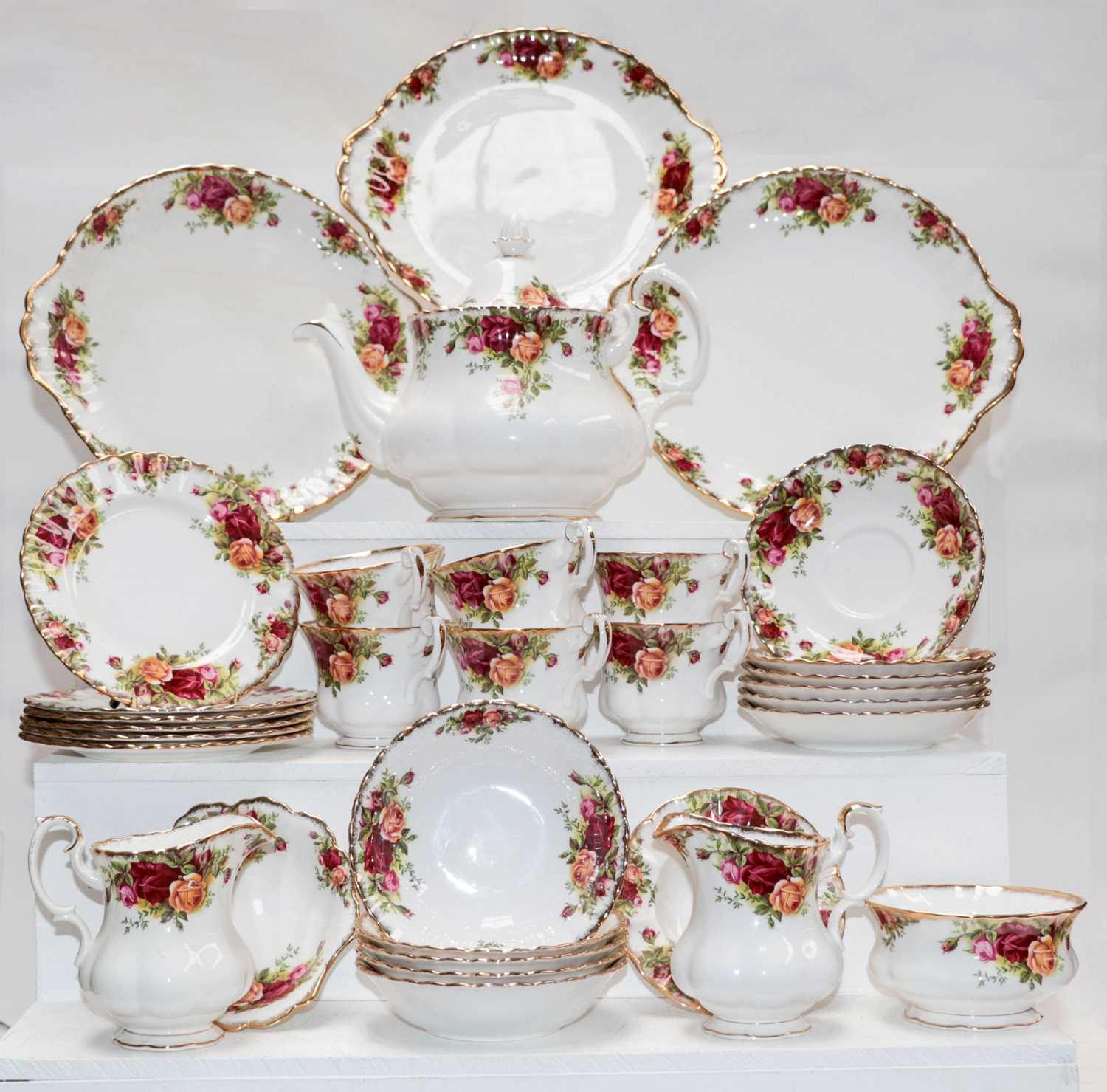 Lot 4 - Royal Albert Old Country Roses, six place tea...