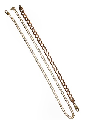 Lot 124 - A 9 carat gold curb link bracelet, length 21cm;...