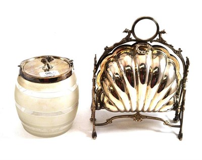 Lot 96 - Glass biscuit barrel and plated wafer box
