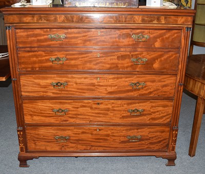 Lot 1251 - A 19th century mahogany secretaire chest,...