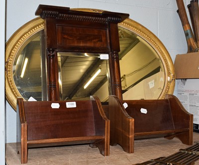 Lot 1195 - An 19th century oval gilt framed wall mirror,...