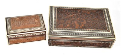 Lot 100 - Colonial carved box and late 19th century Anglo Colonial sandalwood box