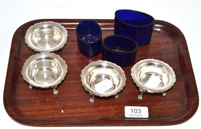 Lot 103 - A set of four silver salts, London 1894, also three glass liners (7)