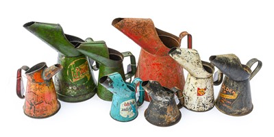 Lot 126 - Nine Assorted Vintage Metal Oil Pourers, to...