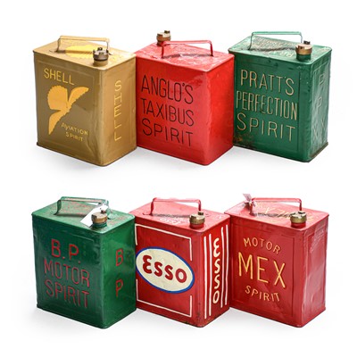 Lot 124 - Six Vintage 2-Gallon Fuel Cans, repainted, to...