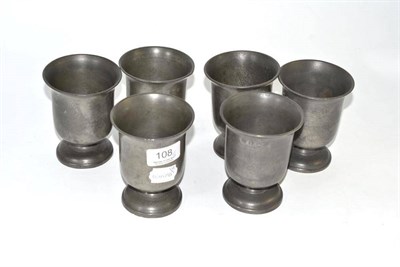 Lot 108 - Set of six pewter goblets