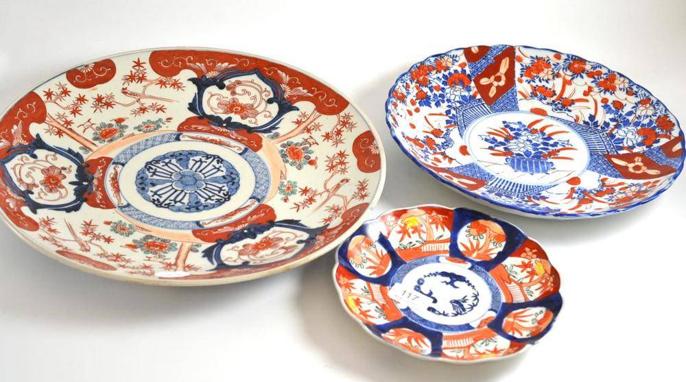 Lot 117 - Three Japanese Imari dishes