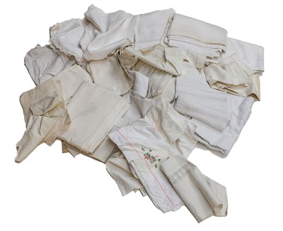 Lot 1048 - Three boxes of assorted white linen and textiles