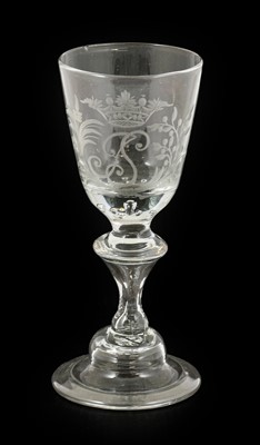 Lot 592 - A Wine Glass, circa 1730, the rounded funnel...