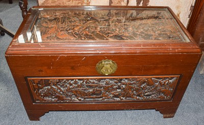 Lot 547 - A carved Chinese trunk and a matching nest of...