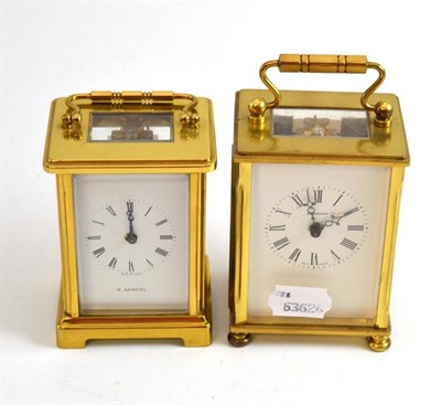 Lot 154 - Two brass carriage clocks