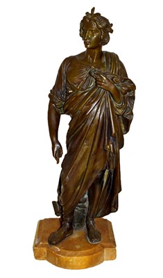 Lot 213 - A bronze classical figure of a scholar on a...