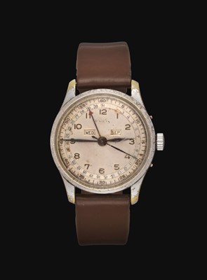 Lot 2190 - A Chrome Plated Triple Calendar Centre Seconds Wristwatch