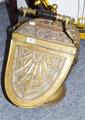 Lot 331 - A Victorian embossed brass coal bucket, late...