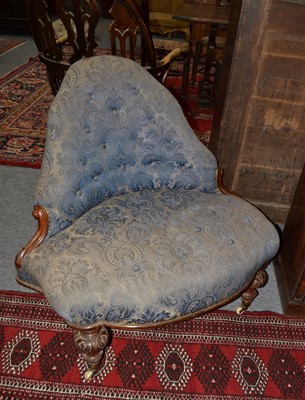 Lot 1082 - A Victorian walnut framed button upholstered...