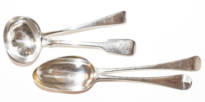 Lot 132 - A Newcastle silver table spoon, 1791, another...