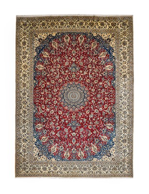 Lot 1193 - Fine Nain Carpet of unusual size Central Iran,...