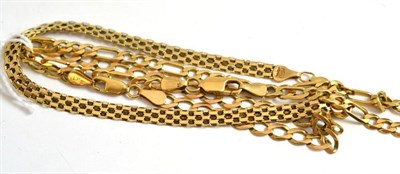 Lot 204 - Three 9ct gold bracelets/anklets