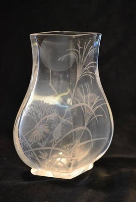 Lot 900 - François-Eugène Rousseau (1827-1891): A Clear Glass Vase, engraved with the Sun and insects...