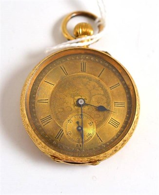 Lot 211 - A lady's fob watch, case stamped '18k'