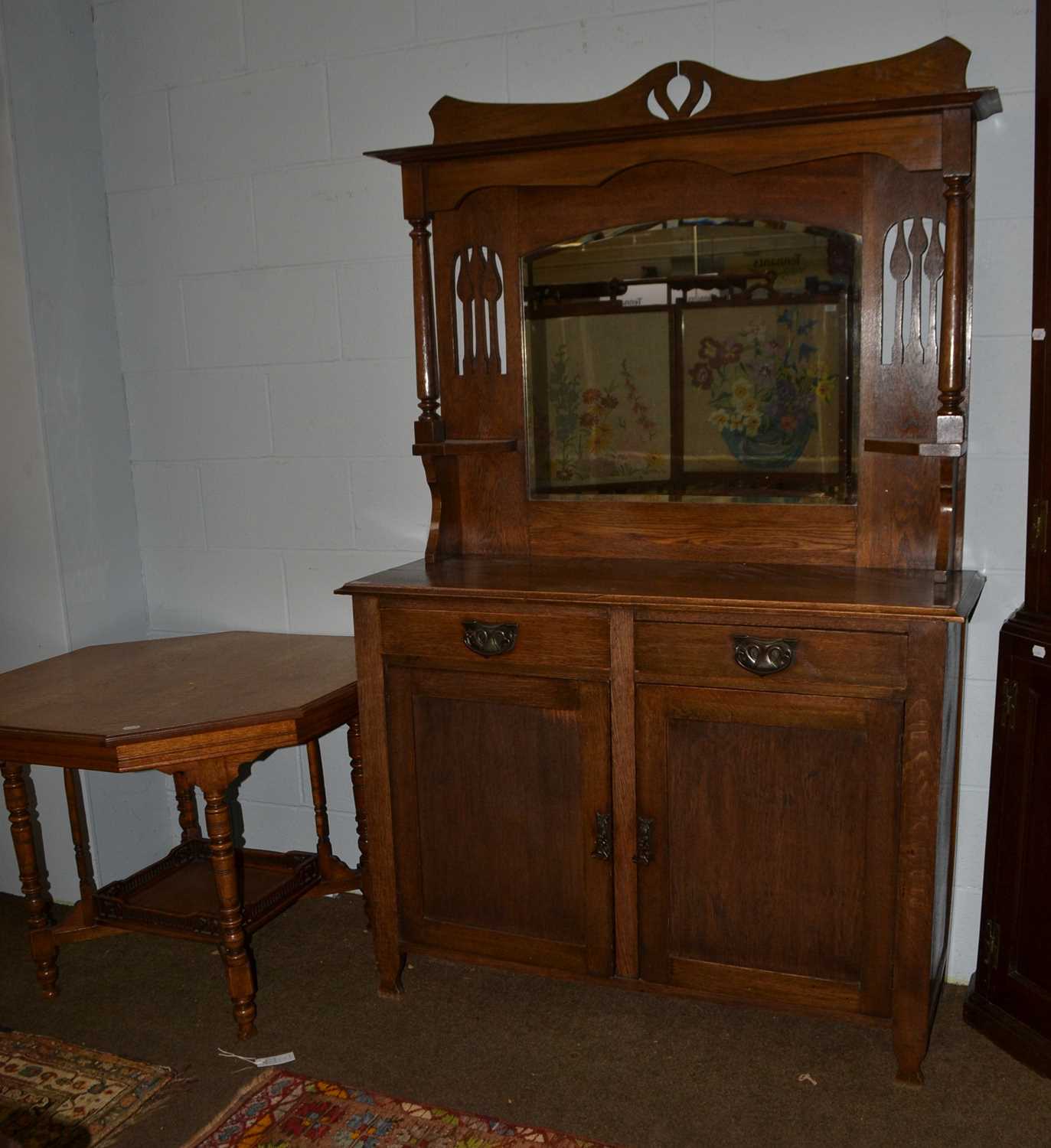 Lot 1183 - An Arts & Crafts mirror backed sideboard, the...