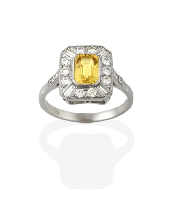 Lot 2335 - An Art Deco Style Yellow Sapphire and Diamond...