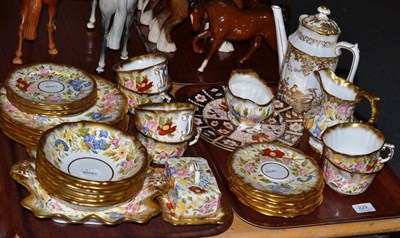 Lot 229 - A Hammersley & Co. part tea service, Royal Crown Derby coffee pot and two plates (on two trays)