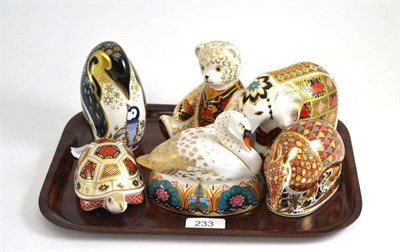 Lot 233 - Six Royal Crown Derby paperweights (Armadillo and Turtle first quality, others second)