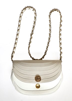Lot 2218 - Circa 1980s Chanel White Leather Handbag,...