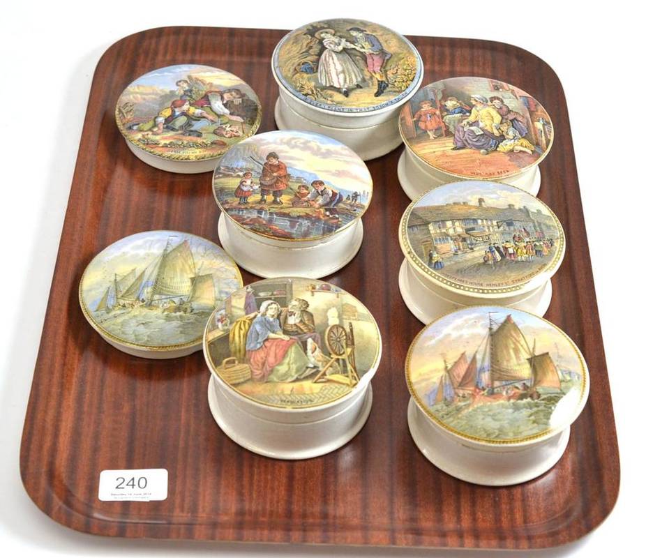 Lot 240 Eight assorted Prattware pot lids