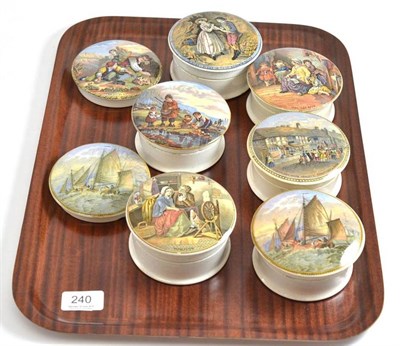 Lot 240 - Eight assorted Prattware pot lids