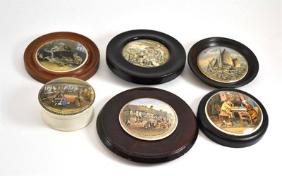 Lot 243 - Eight assorted Prattware pot lids