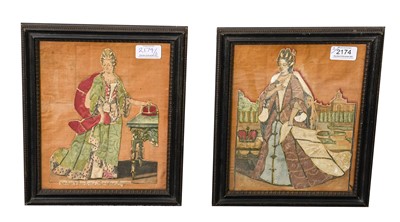 Lot 2174 - Two 19th Century Fabric and Paper Portrait...