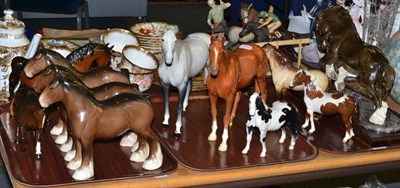 Lot 252 - Beswick horses on three trays, including Bois Roussel Racehorse, model No. 701, version two,...