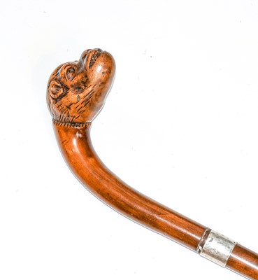 Lot 126 - A George V rootwood walking stick, the handle...