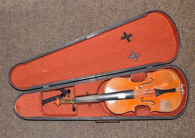 Lot 457 - Three Violins and a flat back Mandolin, one...