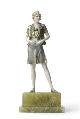 Lot 906 - Johann Philipp Ferdinand Preiss (German 1882-1943):  "Gamine ", A Cold Painted Bronze and Ivory...