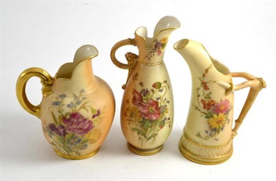 Lot 268 - Three Worcester blush ivory jugs