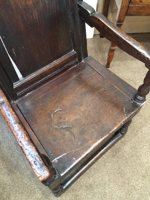 Lot 210 - A Joined Oak Westmorland Wainscot Armchair,...
