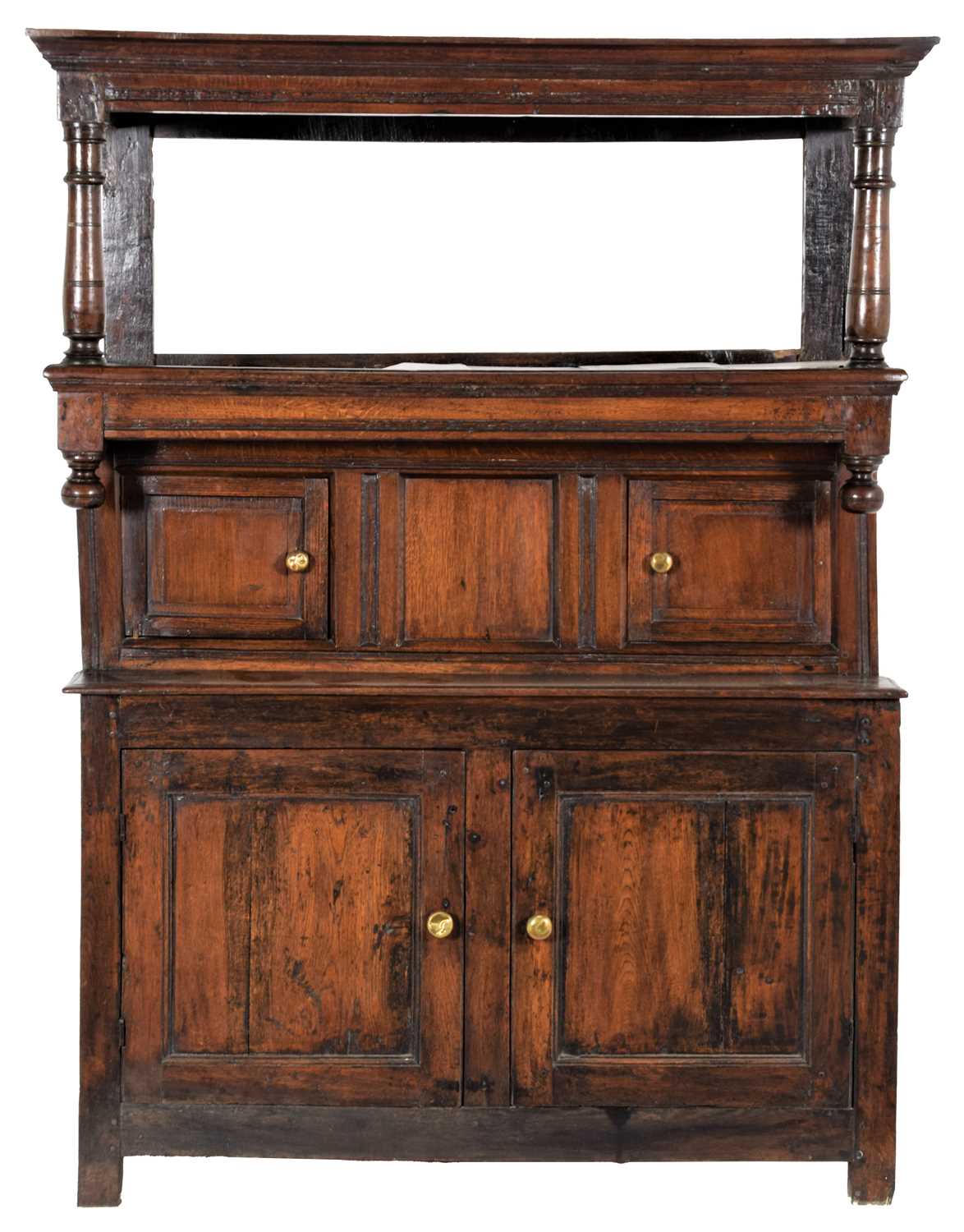 Lot 232 - A 17th Century Joined Oak Tridarn, the moulded...