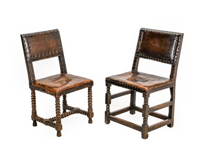 Lot 1363 - Two 18th century studded brown leather oak...