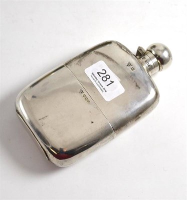 Lot 281 - A silver hip flask, G & J W Hawksley, Sheffield 1917, with pull off cup base