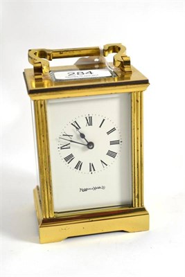 Lot 284 - A gilt brass carriage timepiece, retailed by Mappin & Webb Ltd