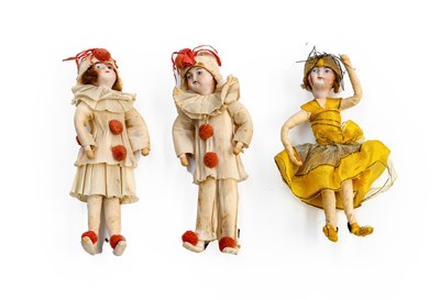 Lot 2000 - A Pair of Miniature Pierrot Figures with...