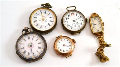 Lot 321 - Silver cased lady's watch and four other watches