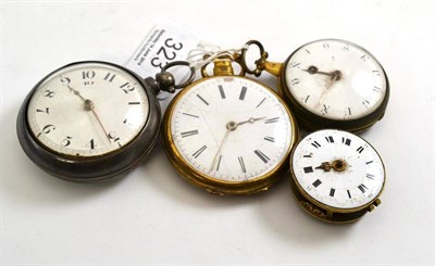 Lot 323 - A gilt metal cylinder pocket watch, movement signed Guinard, a gilt metal verge pocket watch...